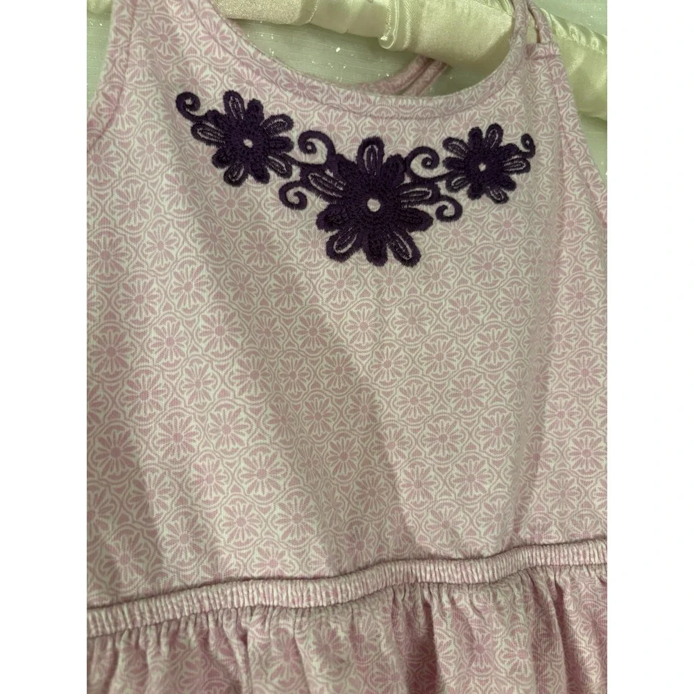 Gymboree Girls Sz5 Pink Purple Floral Fit & Flare Sleeveless Skater Cotton Dress